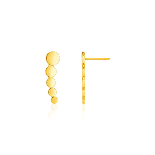 14k Yellow Gold Graduated Circles Climber Post Earrings - view 2