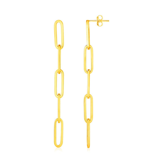 Pendientes de cadena de eslabones de oro amarillo de 14 quilates