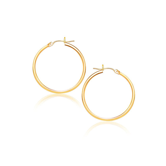 10k Yellow Gold Polished Hoop Earrings (40 mm) - view 2