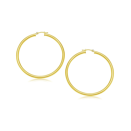 10k Yellow Gold Polished Hoop Earrings (25 mm) - view 2