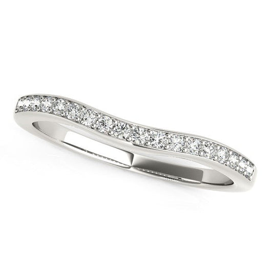 Anillo de boda curvo de oro blanco de 14k con diamantes (1/4 quilate en total)