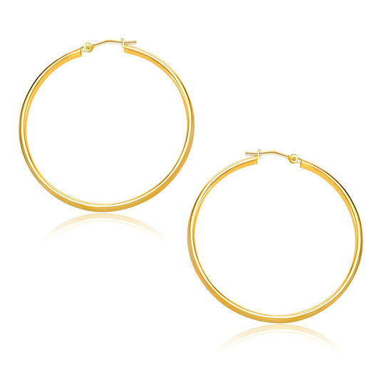10k Yellow Gold Polished Hoop Earrings (30mm) - view 2