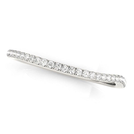 Anillo de boda curvo delgado con diamantes de oro blanco de 14k (1/10 cttw)