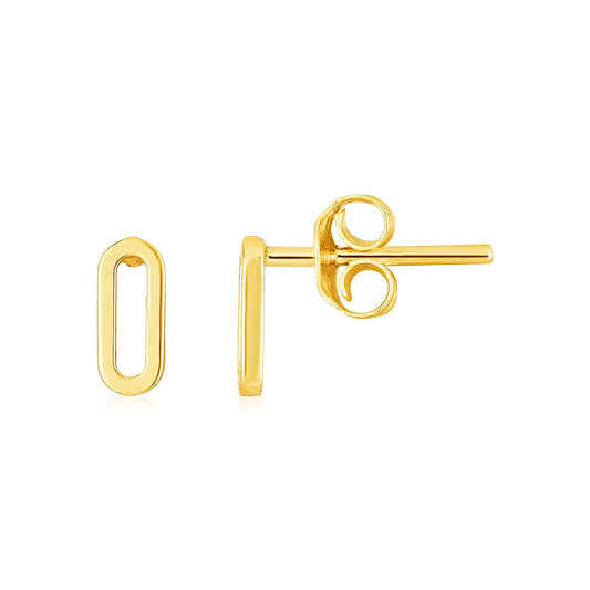 14k Yellow Gold Paperclip Link Stud Earrings - view 2