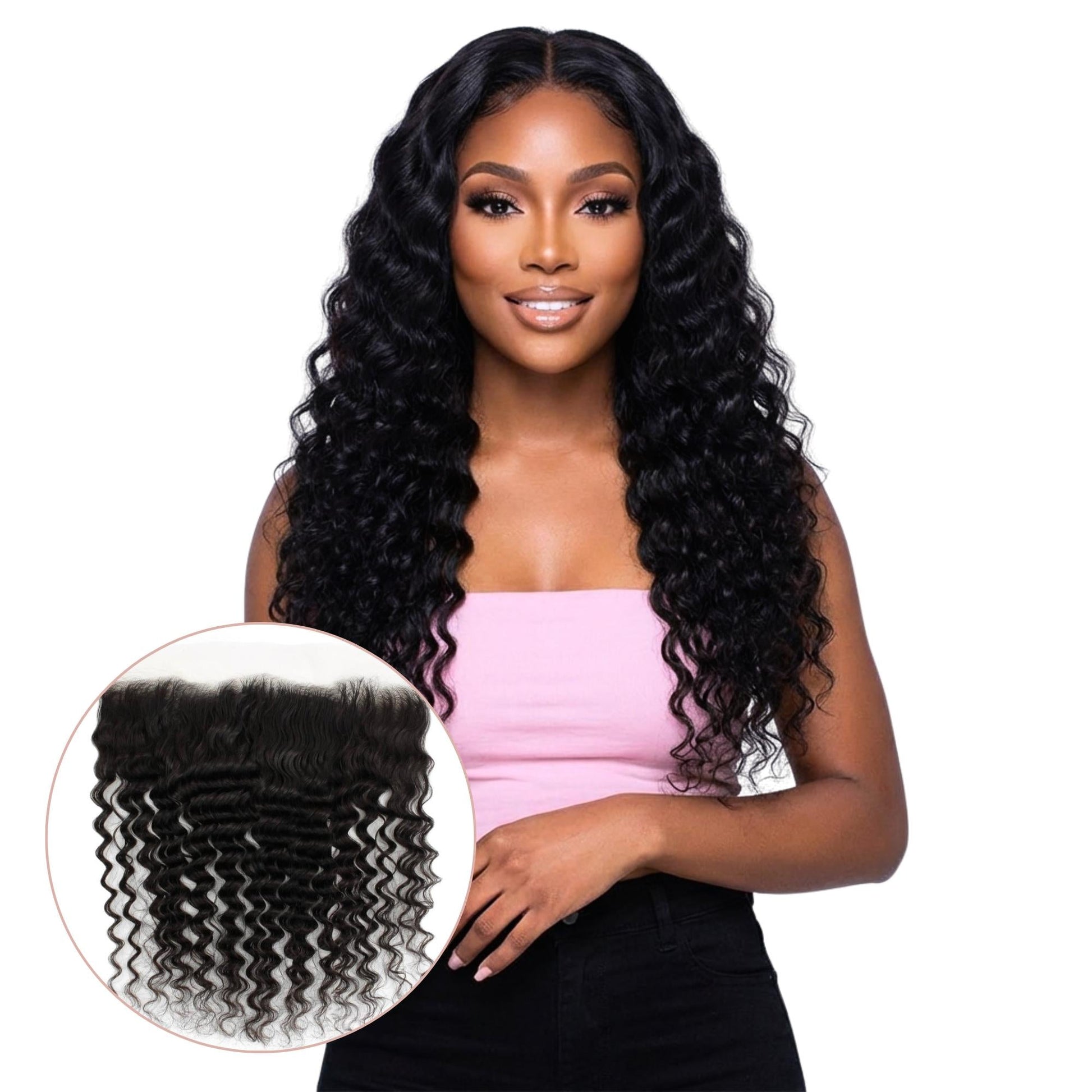 Deep Wave 13x4 Transparent Lace Human Hair Frontal Luxegan