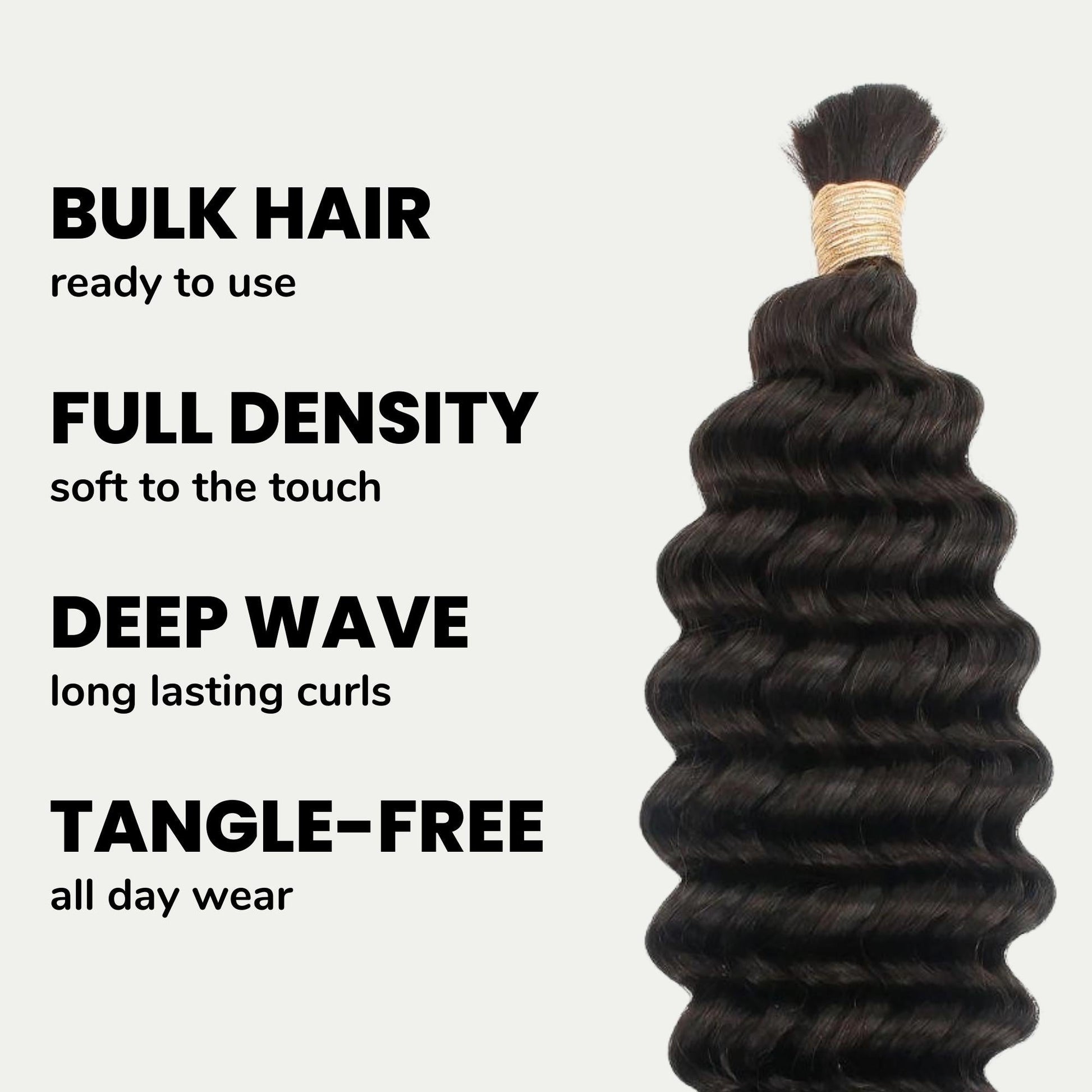 Deep Wave Bulk 100% Human Braiding Hair Luxegan