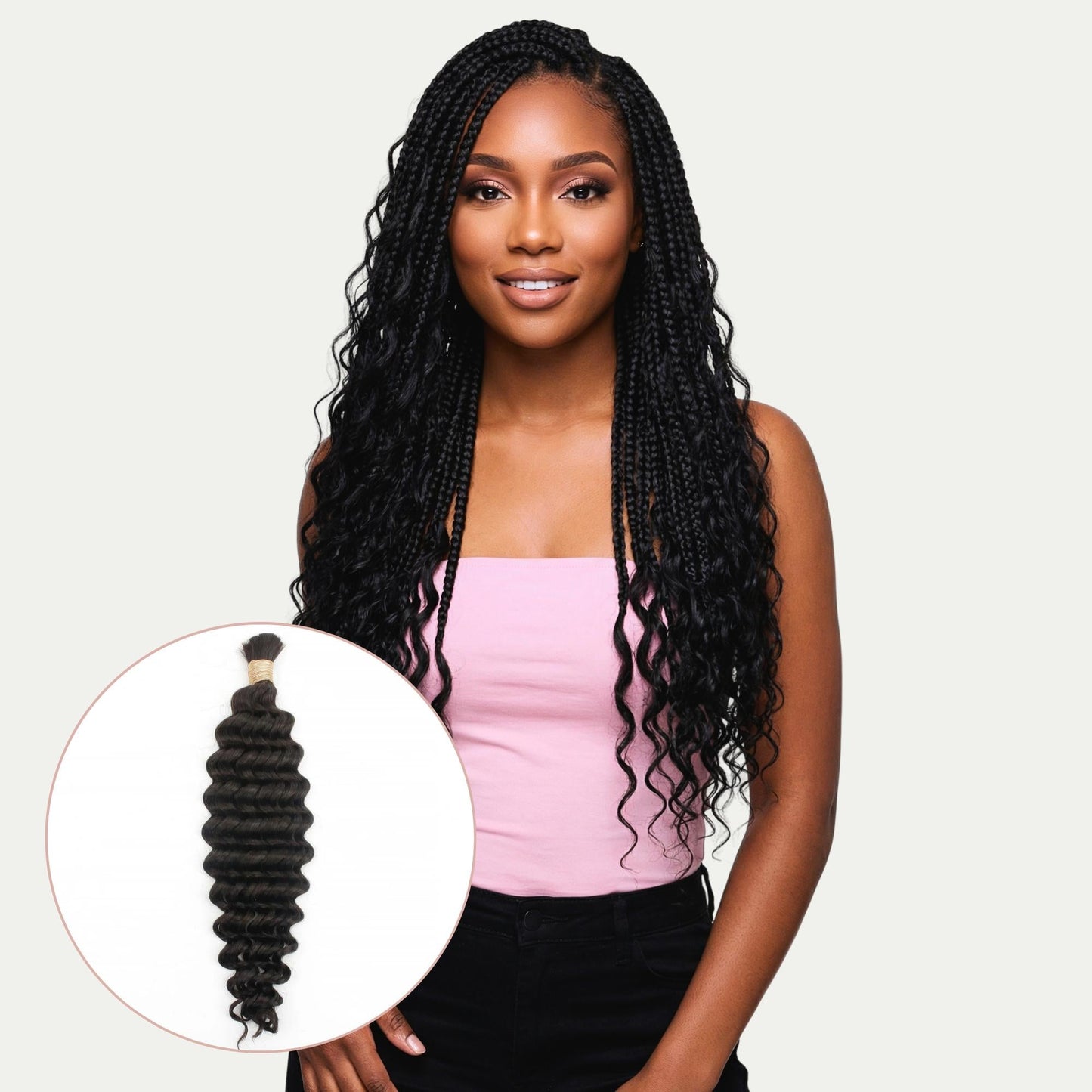 Deep Wave Bulk 100% Human Braiding Hair Luxegan