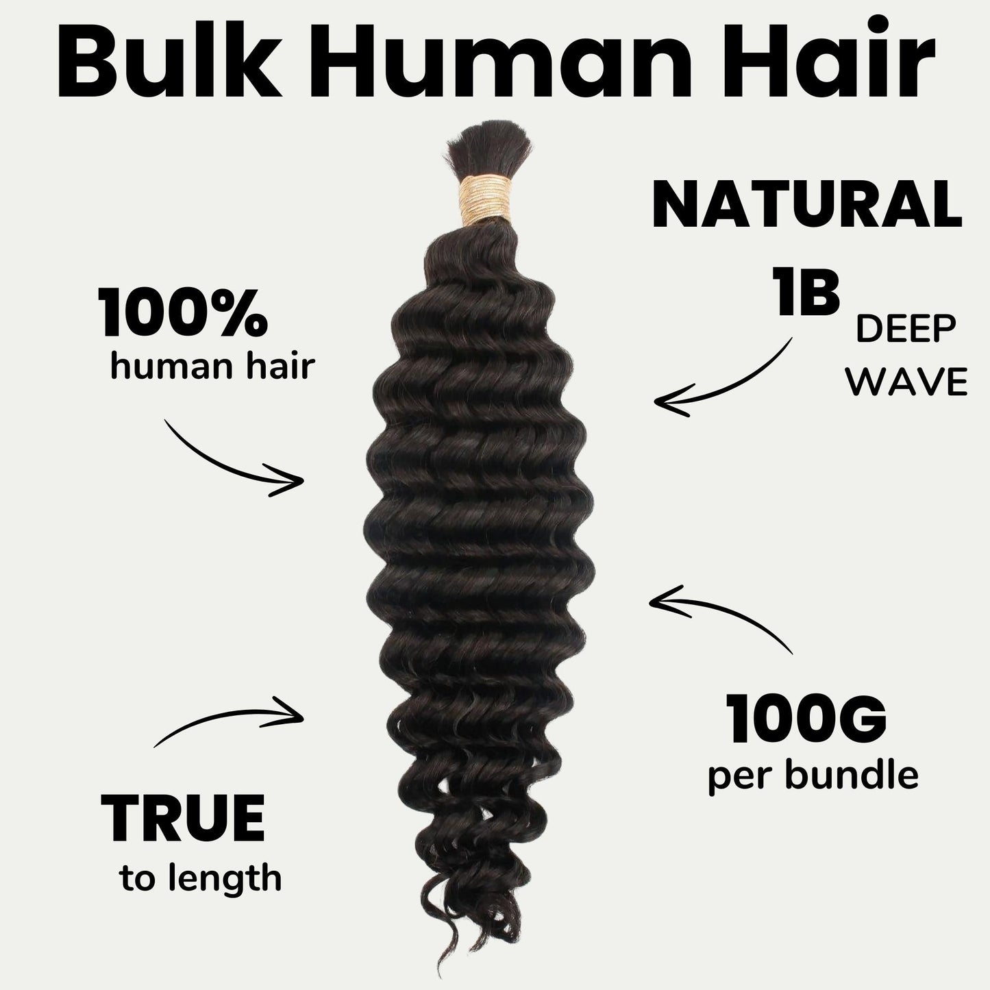 Deep Wave Bulk 100% Human Braiding Hair Luxegan