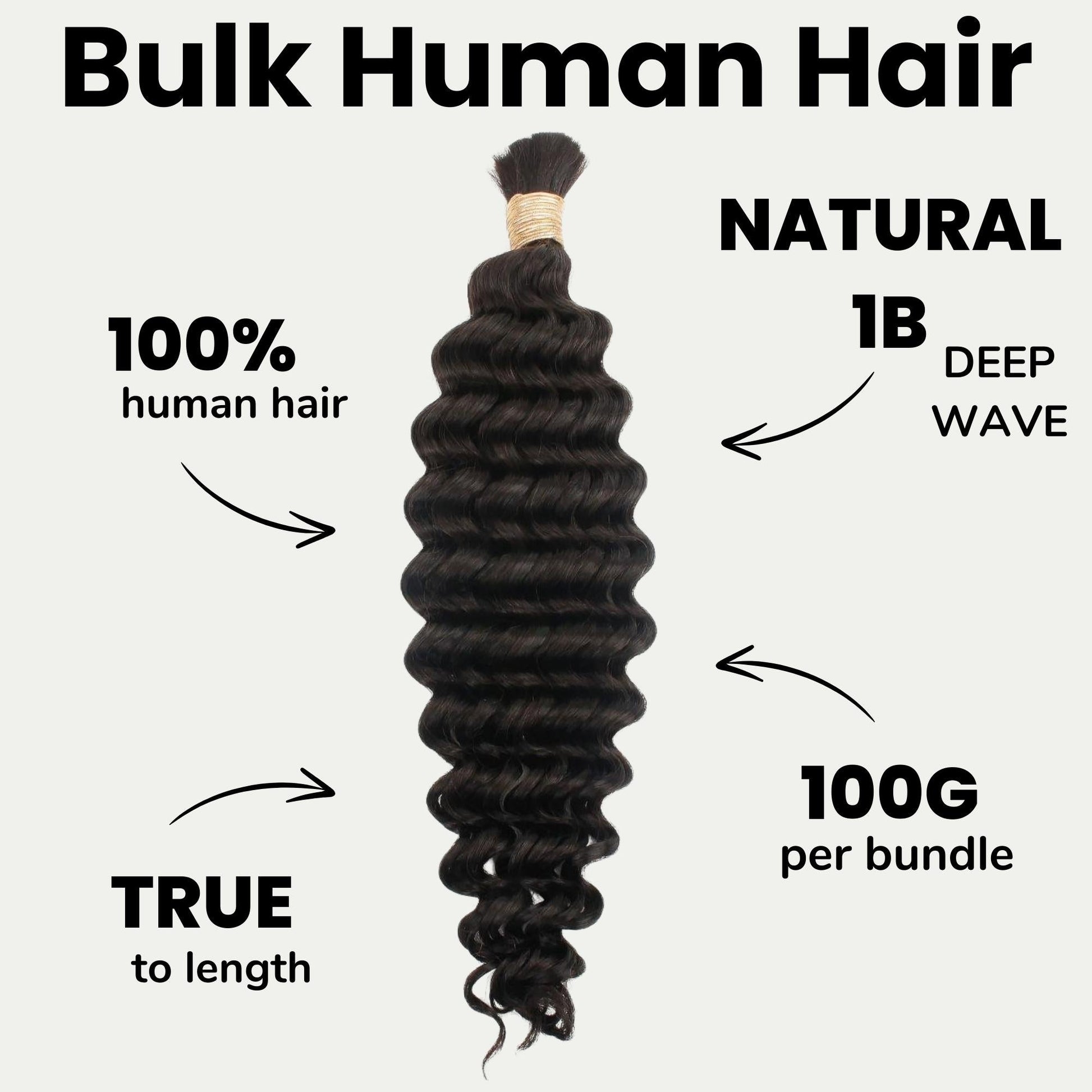 Deep Wave Bulk 100% Human Braiding Hair Luxegan