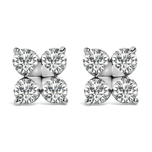Pendientes de copo de nieve de 10K en oro blanco con diamantes cultivados en laboratorio de 1/2 quilate en total
