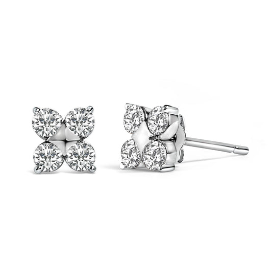 Pendientes de copo de nieve de 10K en oro blanco con diamantes cultivados en laboratorio de 1/2 quilate en total