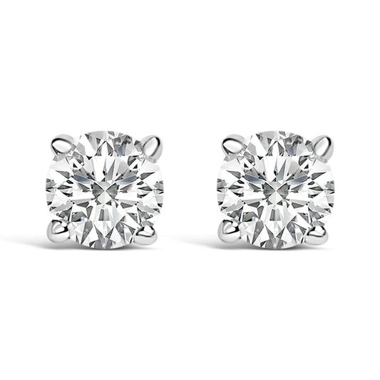 Pendientes solitarios de tuerca de oro blanco de 14K con diamantes cultivados en laboratorio de 1/2 Cttw