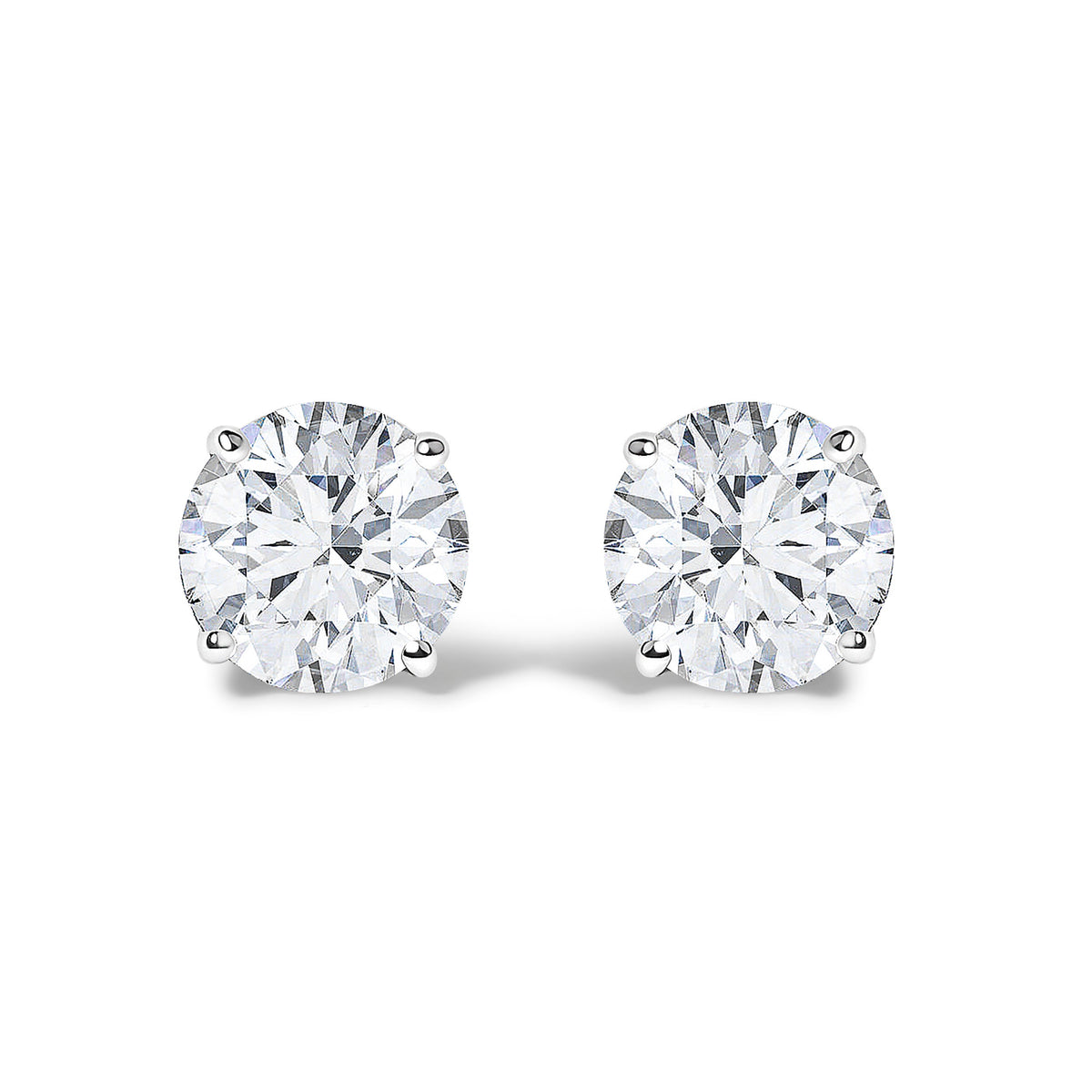 14K White Gold 1/2 Cttw Round Lab Grown Diamond Solitaire Stud Earrings with Push Backs