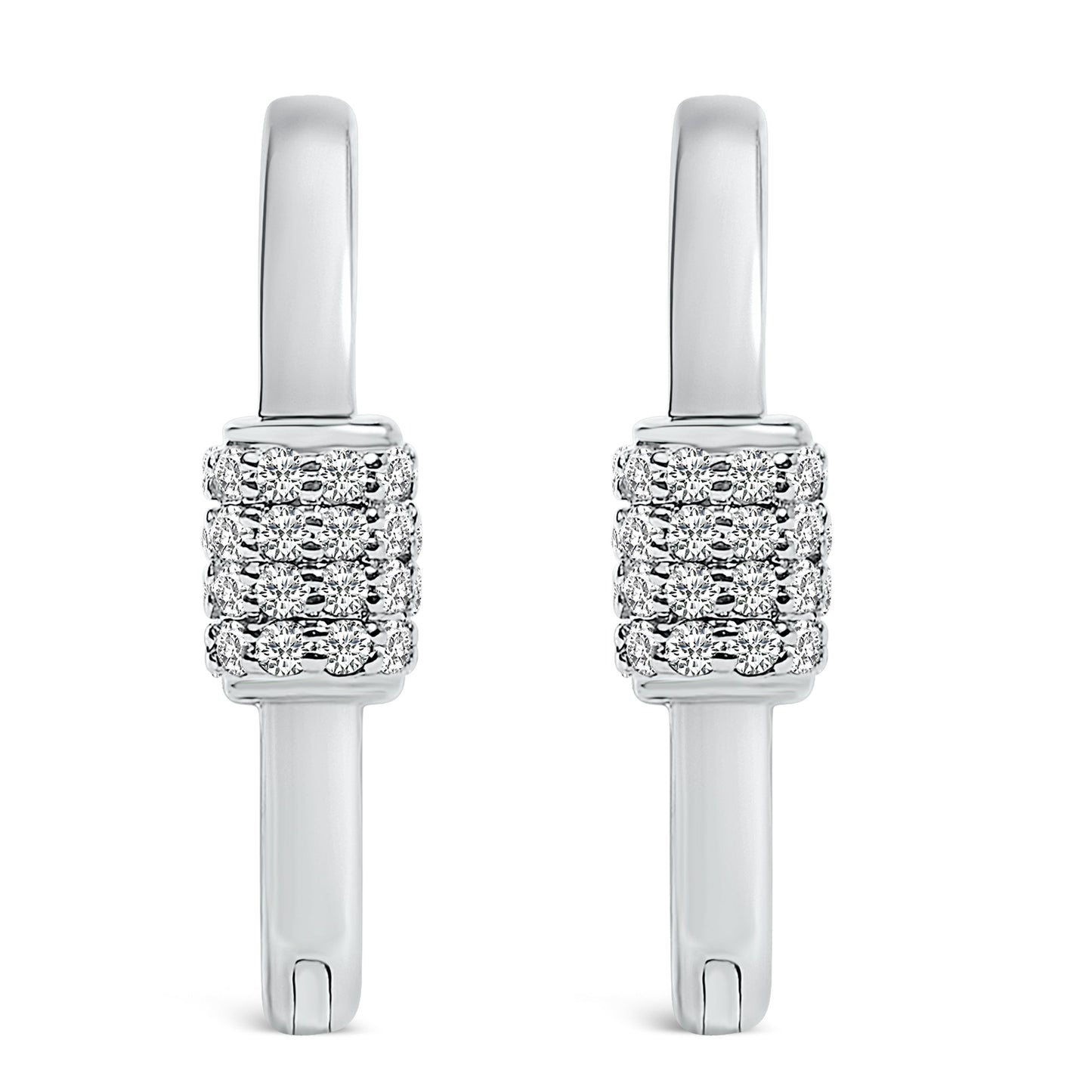10K White Gold 3/8 Cttw Lab Grown Diamond Heart Shaped Huggie Hoop Earrings