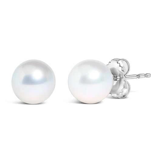 14k White Gold 5-5.5MM Akoya Cultured Pearl Solitaire Stud Earrings