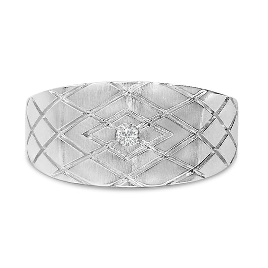 Anillo de banda geométrica de plata de ley con acento de diamante