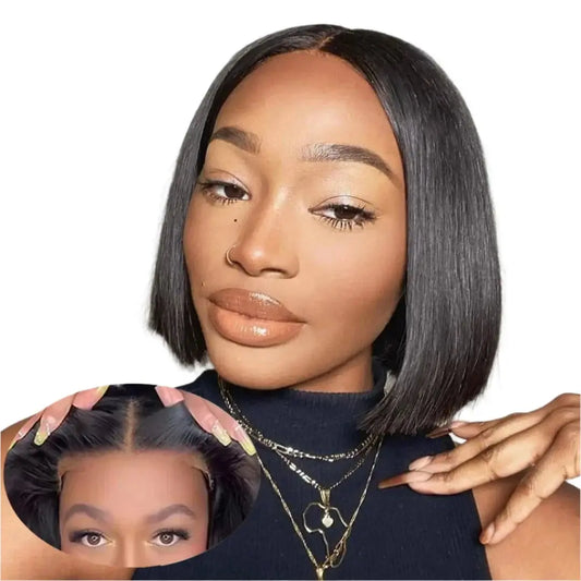 Glueless | Brazilian | Short | Bob | Human Hair | Ready To Wea | Straight r | Lace Closure Wigs Luxegan