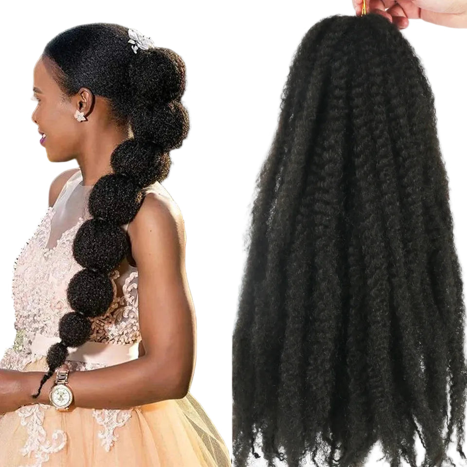 18-Inch Afro Kinky Marley Crochet Braiding Hair - Ombre Synthetic Crochet Braids Hair Extensions - High Temperature Fiber Marley Twist Hair for Protective Styles (30 Strands/Pack, 100g) Luxegan