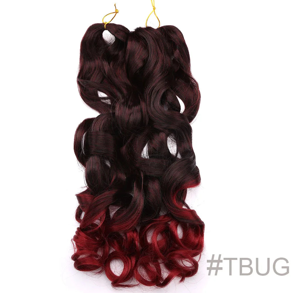 Synthetic Loose Wave Crochet Braiding Hair – Spiral Curls French Curls Pre-Stretched Ombre Braids 16"-26" | 6 Packs Luxegan
