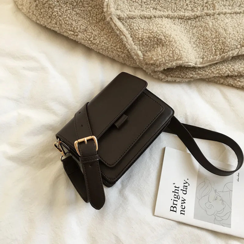 Vintage Shoulder Bag for Women | Simple Solid Color Messenger Bag & Small Square Crossbody Luxegan