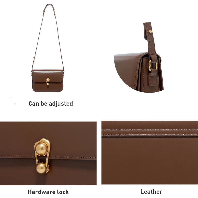 Women's Bag Luxury Brand | New Fashion Shoulder & Crossbody Square Bags (Designer Split Leather Tote Handbag with Lock) Luxegan