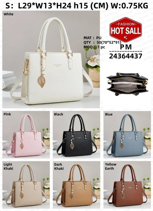 Elegant Large Capacity Feather-Embellished Handbag | Fashion Trend Luxury Casual Tote for Women | Lightweight Daily Life Shoulder Bag with Chain Strap | Sophisticated PU Leather Hand Bag (Model BTL-24364) Luxegan