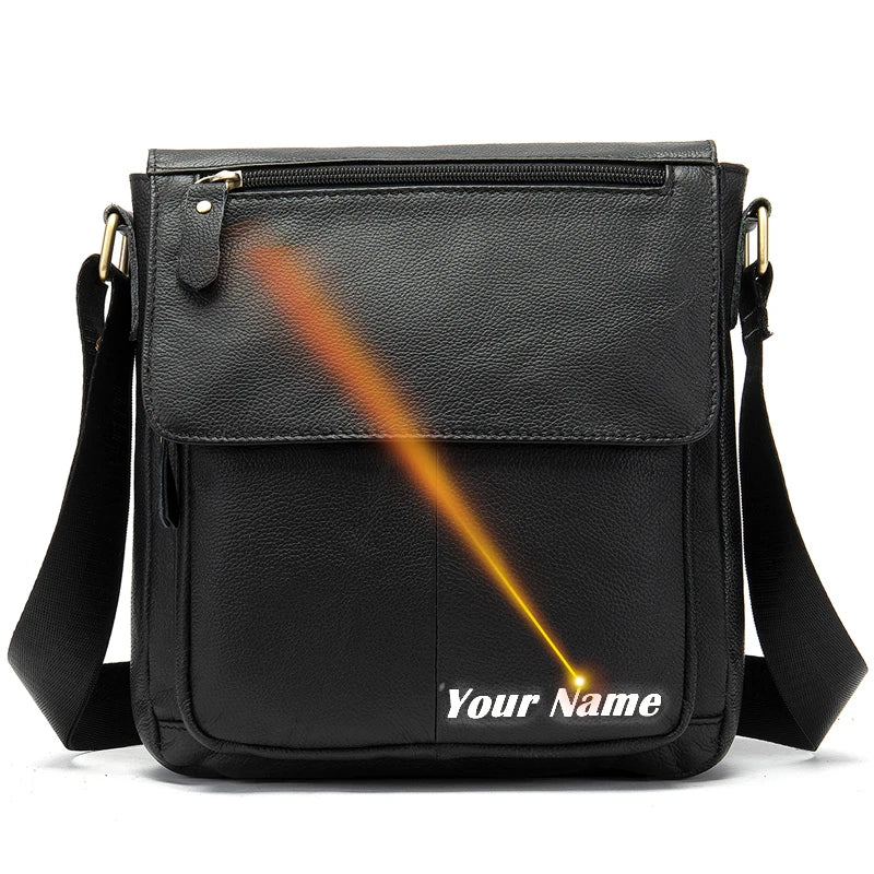 Premium Genuine Leather Men's Messenger Bag | Versatile Male Crossbody Shoulder Bag | Fashionable Multi-Pocket Flap Handbag | High-Quality Cowhide Daily Commuter Bag with Key Holder Luxegan