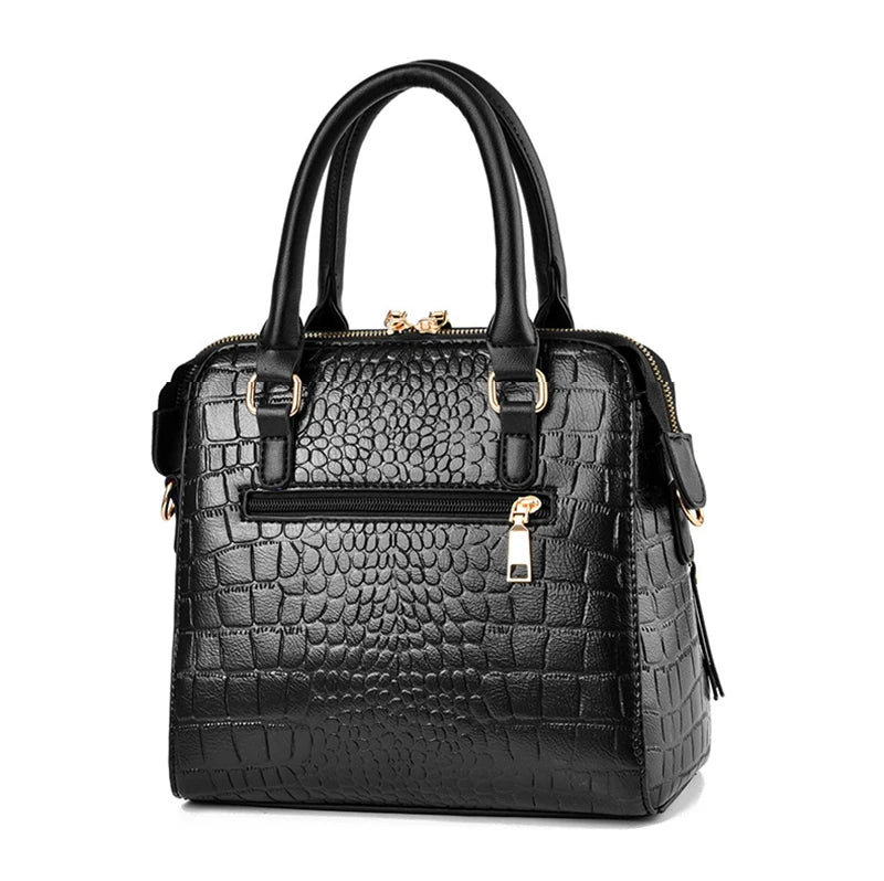 Luxury Crocodile Pattern Handbag for Women | Winter New PU Leather Tassel Shoulder Bag (Brands Design Handle Bag, Lady Purse) Luxegan