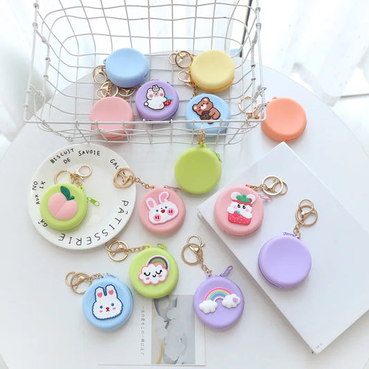 Cute Women Coin Wallet Pendant Keychain | Silicone Round Coins Bag Small Girls Key Bag | Mini Purse Kid Gift Luxegan