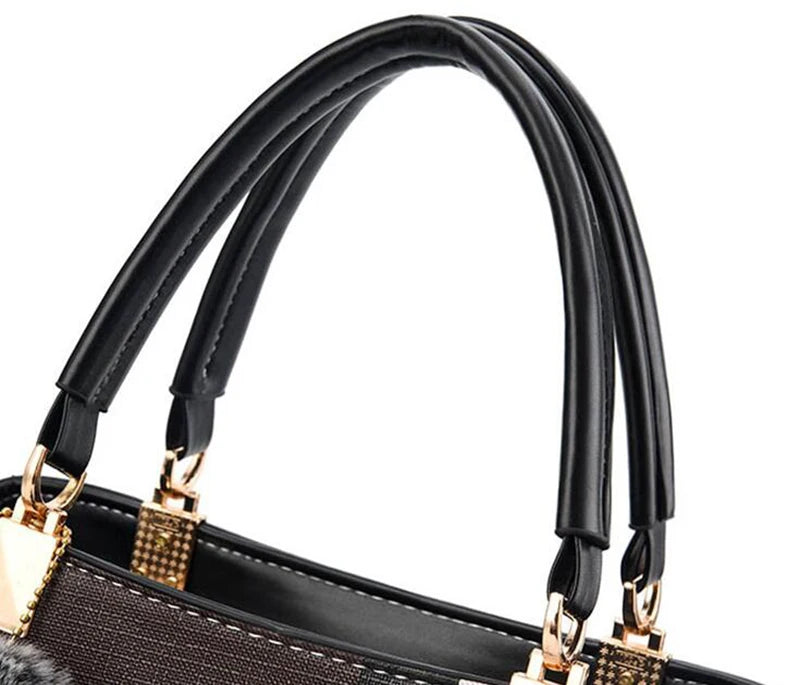 Elegant Designer Handbags for Women | PU Leather Crossbody Messenger Bag with Hairball (Girls Shoulder Bag, Top-Handle Tote) Luxegan
