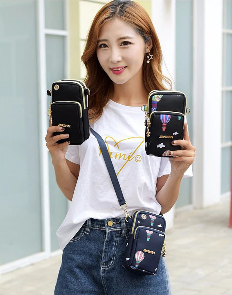 Nylon Solid Flap Bag | Soft Waterproof Sequined Flowers Crossbody Phone Pouch Luxegan