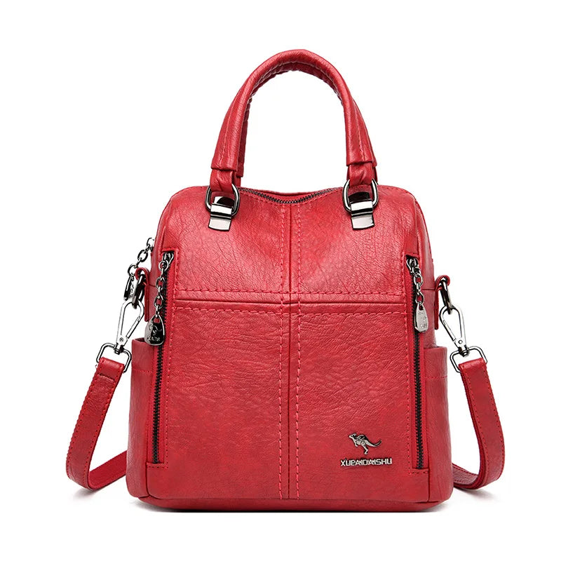 Premium Sheepskin Leather Multifunction Handbag | Luxury Designer Large Capacity Travel Backpack & - view 11
