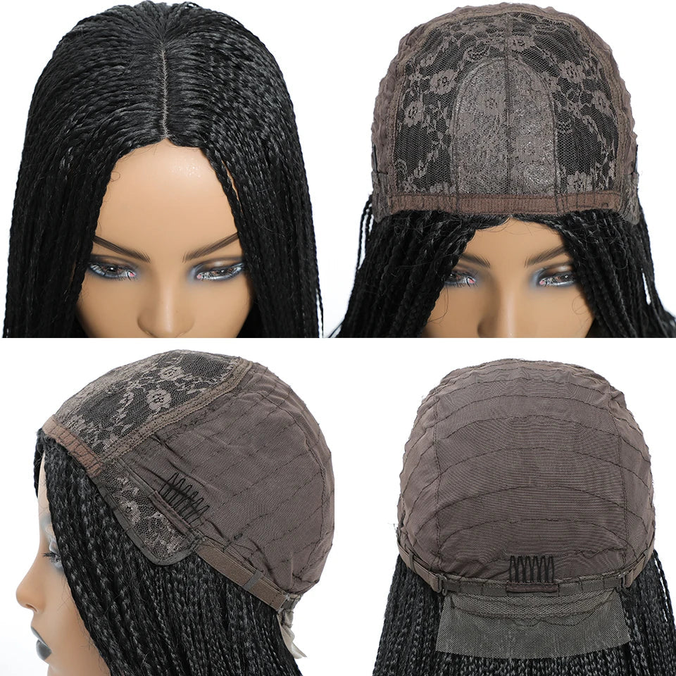 Wakego 26 Inch Ombre Box Braided Wigs For Black Women Braided Wig Fake Scalp Heat Resistant Braiding Hair Wig Peruca Sintetica Luxegan