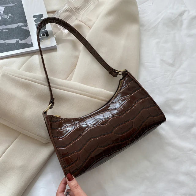 Fashion PU Leather Bags for Women | Alligator Pattern Armpit Handbag & Female Small Underarm Messenger Bag Luxegan