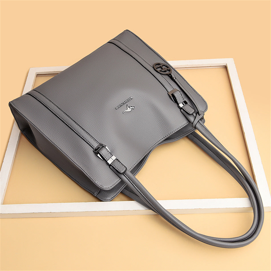 Genuine Soft PU Leather Handbags for Women | Vintage Shoulder Tote Bag & Large Capacity Purse