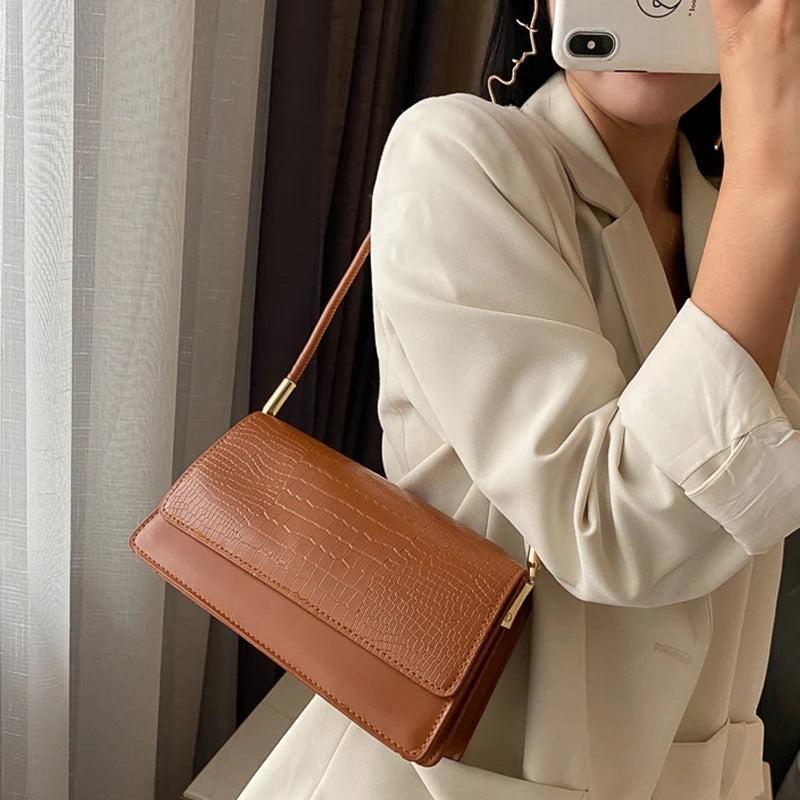 Small Soft PU Leather Handbag | Vintage Armpit Shoulder Bag Luxegan