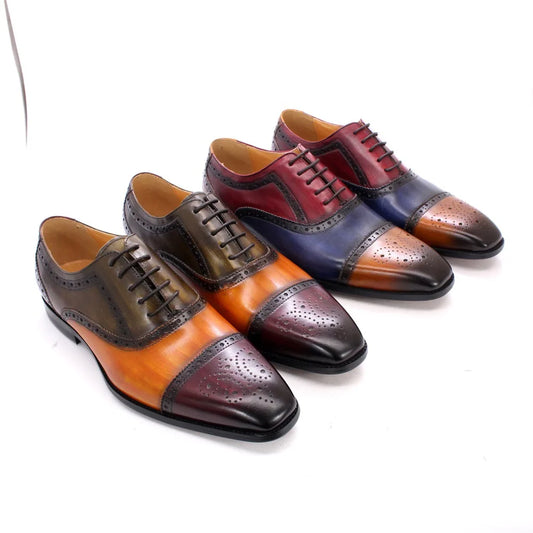 New Model Hand-Polished Carved Oxfords | Sophisticated Genuine Cowhide Business Formal | Elegant "Hard-Wearing" Lace-Up Men's Shoes | "Dignified" All-Season Round Toe Footwear for Radiant Versatile Styling Luxegan