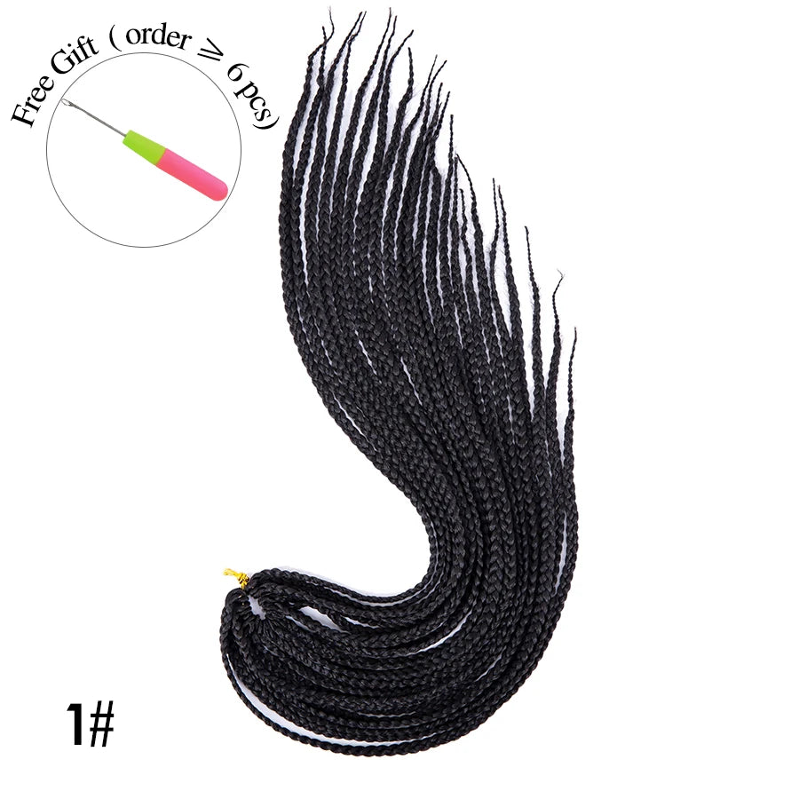 High Quality Ombre Brown & Blonde Synthetic Box Braids Crochet Hair Extensions - 12", 16", 20", 24" & 30" Pre-Looped Braids - High Temperature Fiber 22 Strands/Pack Tangle-Free Crochet Braids Luxegan