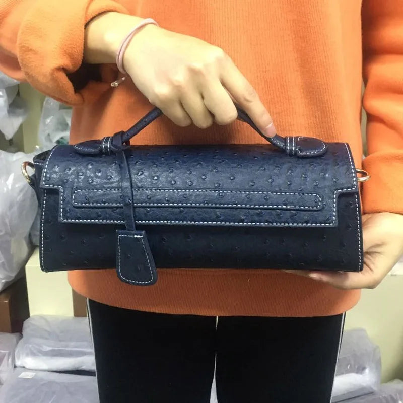 Classic Elegant Ostrich Women's Clutch Bag | Python Handbag, Tote & Messenger Bag Luxegan