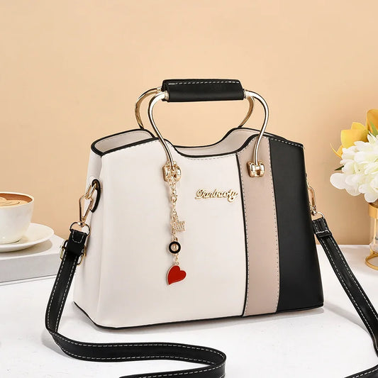 New Retro Patchwork Large Capacity Shoulder Bag | Simple Elegant Women’s Diagonal Crossbody | Versatile PU Leather Tote | Fashionable Leisure Handbag (Model BTL-17975) Luxegan