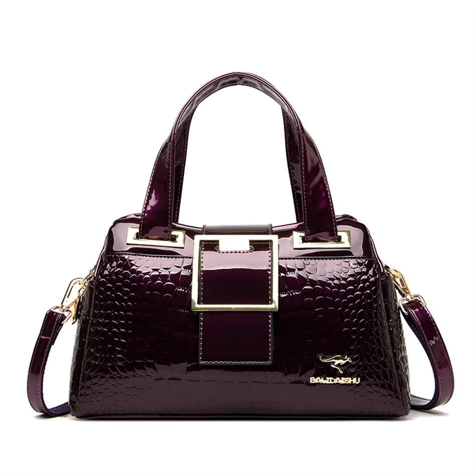 2-Layer Large Capacity Tote Bag | Luxury Handbags Women's Designer Crocodile Pattern Ladies Boston - view 18