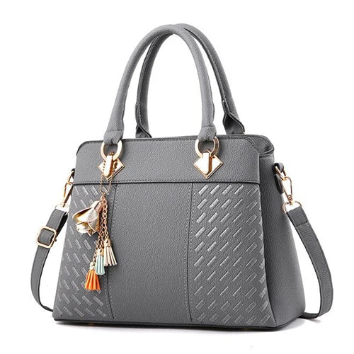 Fashion Women Handbags Tassel PU Leather Totes Bag | Top-handle Embroidery Crossbody Bag Shoulder Bag Lady Simple Style Hand Bags Luxegan