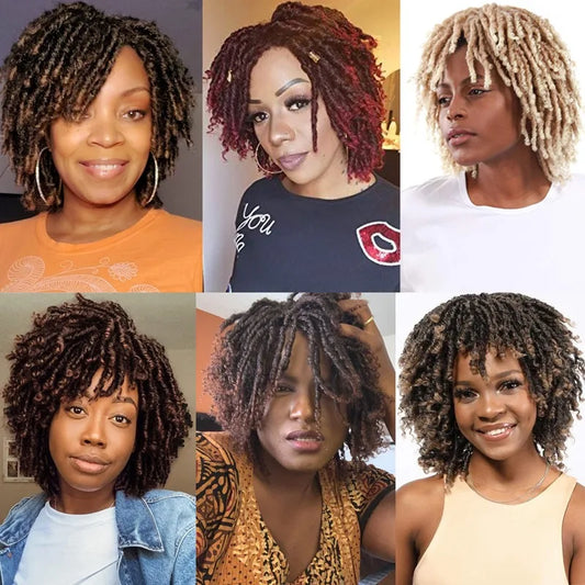 Short Dreadlock Wig | Afro Curly Twist | Faux Locs | Heat Resistant Synthetic Wig | Black Women
