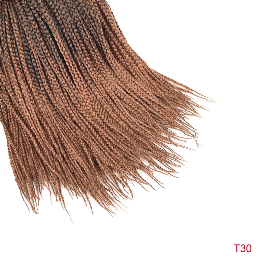 Medium 3X Box Braids Crochet Hair Extensions - 14", 18" & 22" Pre-Looped Ombre Handmade Synthetic Braids - Low Temperature Fiber 22 Strands/Pack Crochet Braids for Women Luxegan 