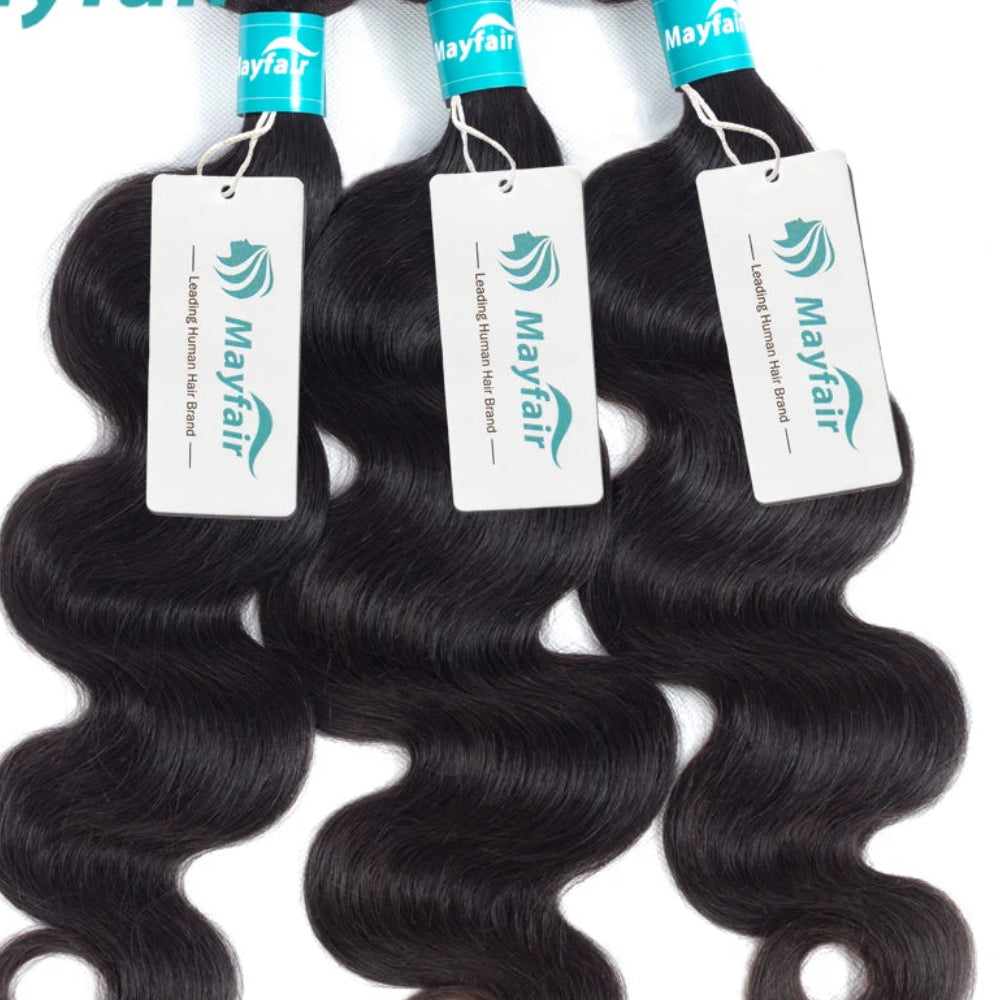 Body Wave Brazilian Human Hair Bundles | Sophisticated "3 Bundles Deal" Silhouette | Elegant "Natural Black"