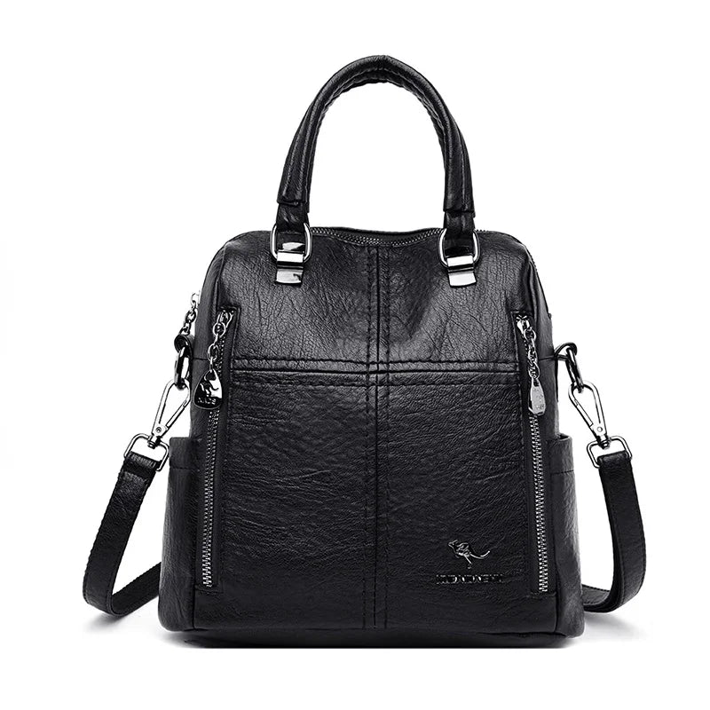 Premium Sheepskin Leather Multifunction Handbag | Luxury Designer Large Capacity Travel Backpack & - view 15
