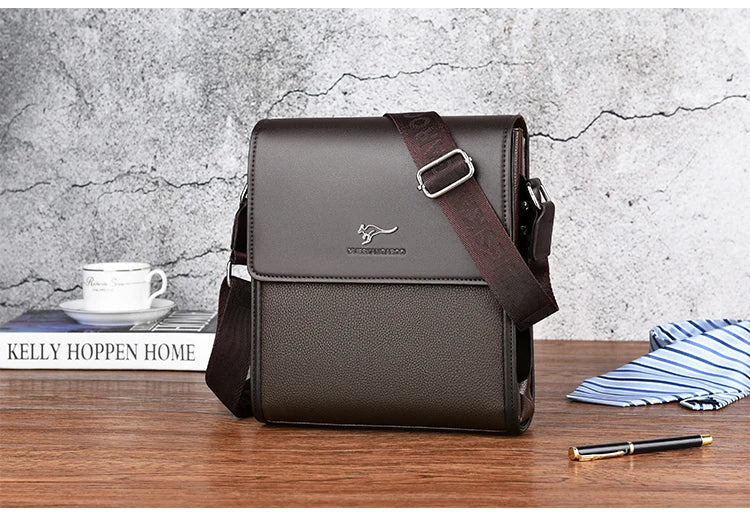 Luxury PU Leather Messenger Bag | Men's Hard Business Office Work Crossbody Briefcase Luxegan