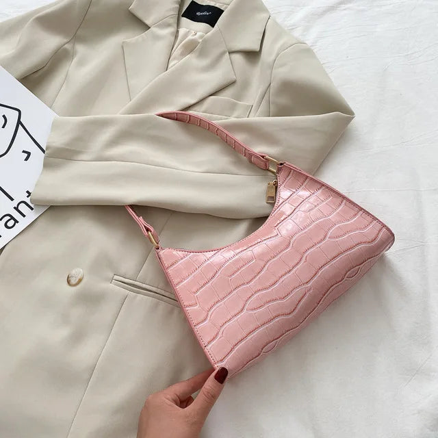 Fashion PU Leather Bags for Women | Alligator Pattern Armpit Handbag & Female Small Underarm Messenger Bag Luxegan