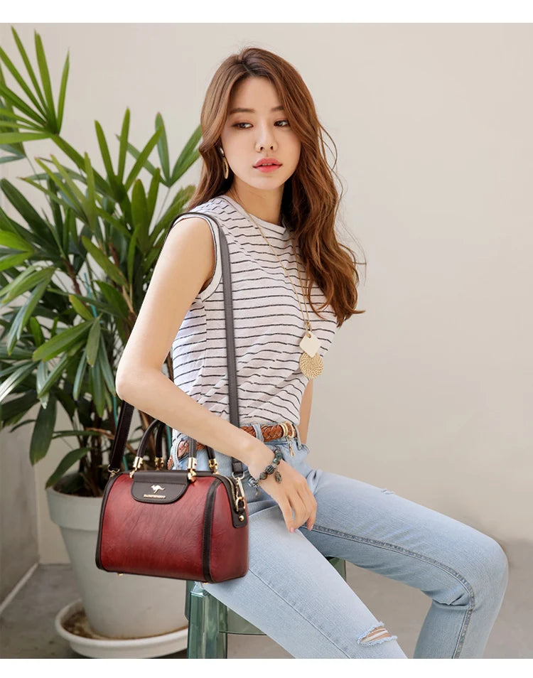 Super High-Quality Leather Top Handle Purse | Shell Bag & Fashionable Handbag Luxegan