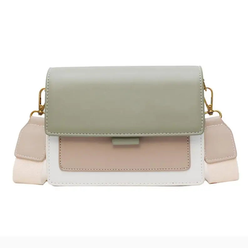 Leather Contrast Color Flap Bag | Chain Detail Shoulder & Messenger Bag Luxegan